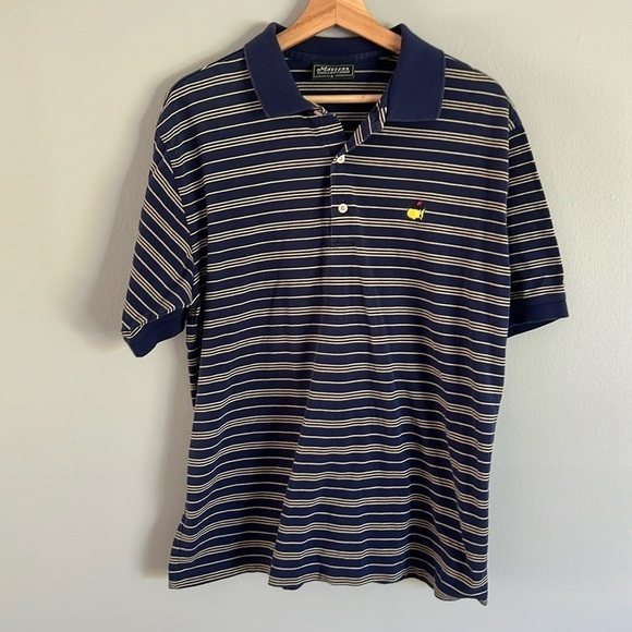 Masters Collection 90’s Men’s Vintage Striped Golf Polo Size Large 100% cotton - Picture 1 of 8